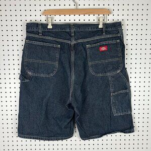 Dickies Carpenter Baggy Jean Shorts Size 38 Jorts Wide Leg Skate Y2K Dark Wash